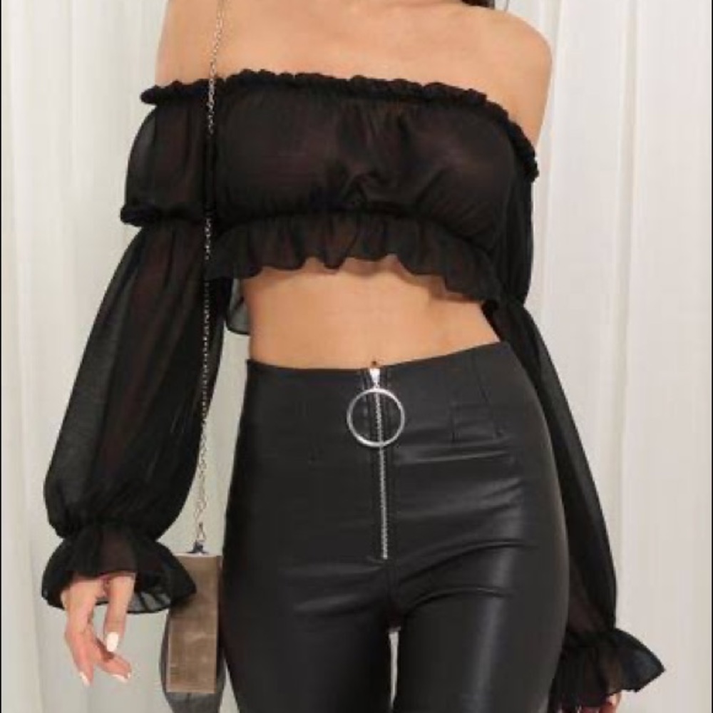 Black Mesh Party Top